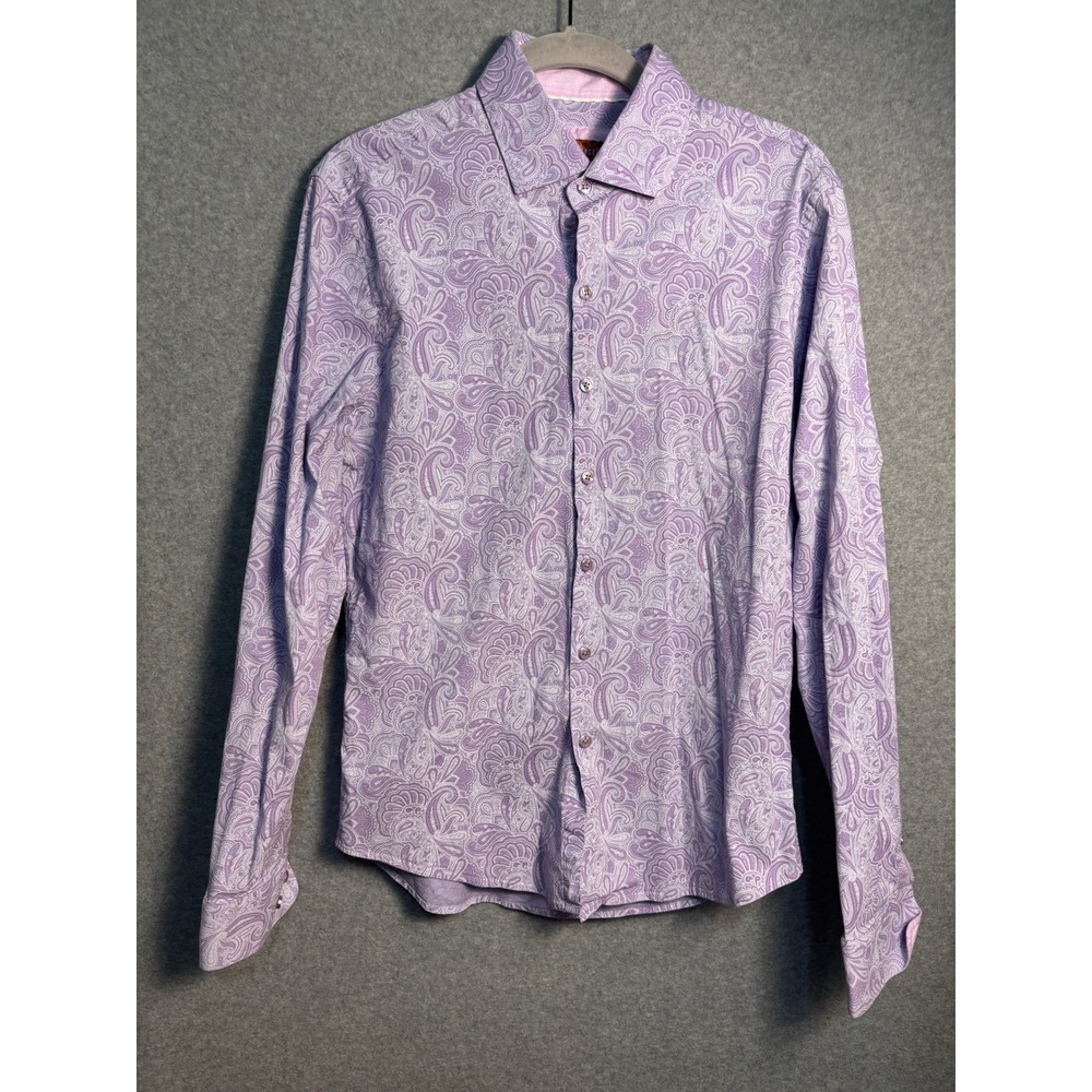 Consequence Paisley Button Up Shirt Women Small Purple Lavender Stretch Cotton
